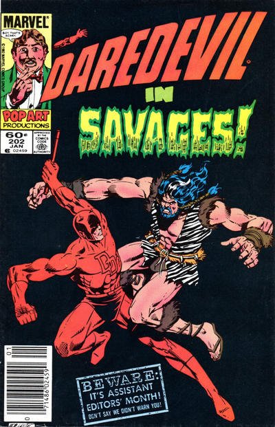 Daredevil #202 (Newsstand) VF ; Marvel | Assistant Editors Month