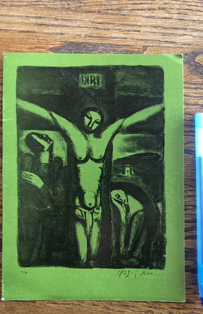 Le Christ en croix large postcard from 1925 lithography