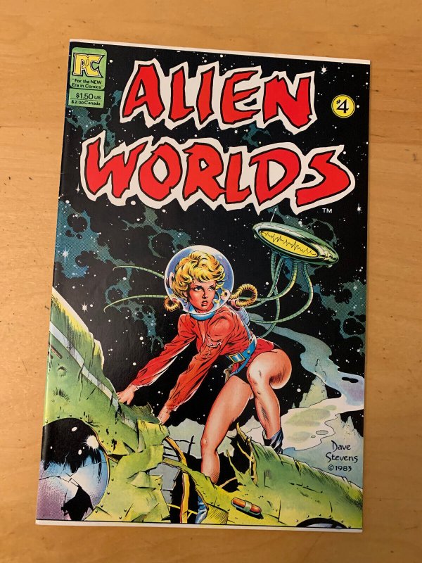 ALIEN WORLDS 2 & 4, SEE PICS FOR GRADE, DAVE STEVENS COVER, PC COMICS 