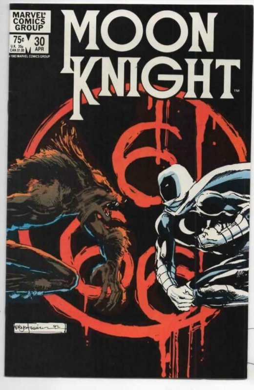 MOON KNIGHT #30 VF 1980 1983 Sienkiewicz Werewolf Marvel more MK in store 