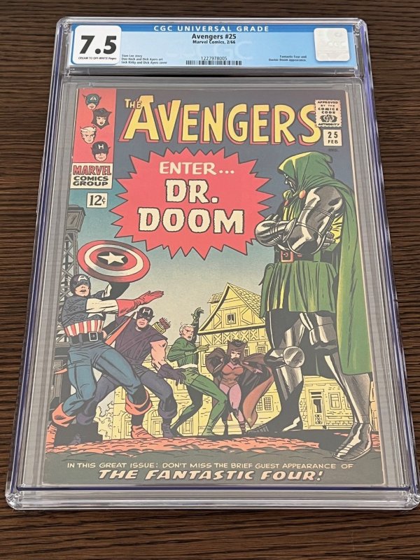 The Avengers #25 (1966). 7.5 CGC. Dr. Doom c/s. FF app. Stan Lee story.