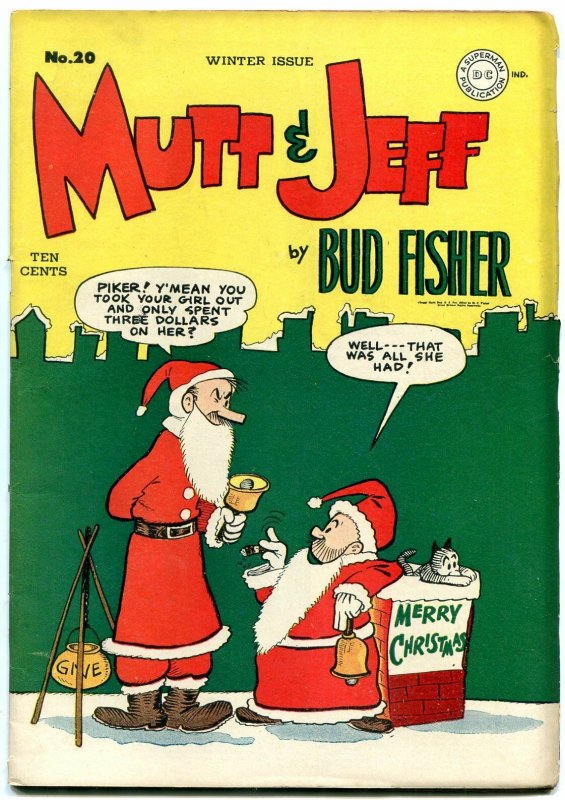 Mutt and Jeff #20 1945- Christmas cover- DC Golden Age- Bud Fisher F/VF