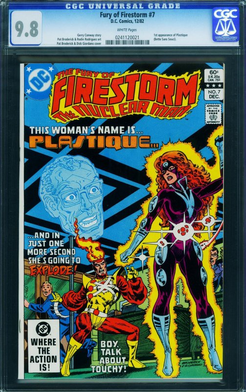 Fury Of Firestorm #7-cgc 9.8 1982- 1st Plastique-arrow Tv Show- 0241120021