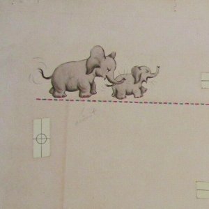 HAPPY BIRTHDAY Elephant with Baby Elephant 15x10 Greeting Card Art #B0114