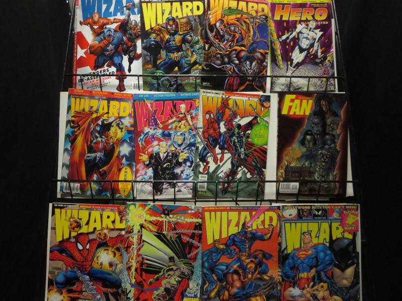 Wizard Magazine lot of 46 + Hero + Overstreet Fan + Cavalcade Catalog 90s + 2009