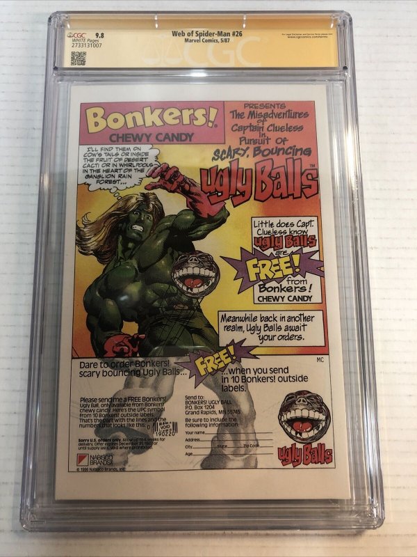 Web of Spider-Man(1987) #26 CGC 9.8 (SS) Signed Charles Vess ~ Marvel
