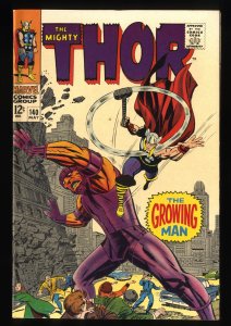 Thor #140 FN/VF 7.0 White Pages 1st Appearance Growing Man! Jack Kirby Art!
