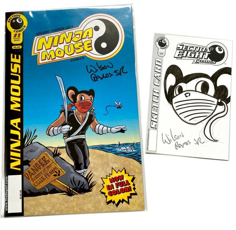 Section 8 Comics Ninja Mouse # 1 W/ Original Drawn Sketch Card 24 hour comic