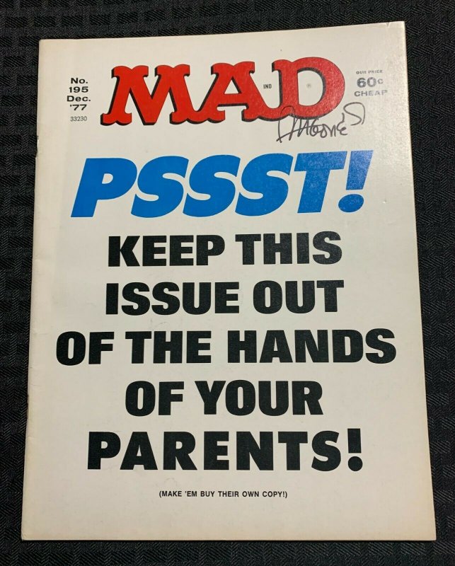 1977 MAD Magazine #195 FN 6.0 SIGNED by Sergio Aragones w/ COA / Fisherman