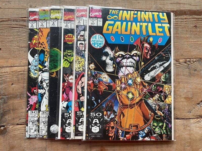 The Infinity Gauntlet Complete Marvel Comics Ser # 1 2 3 4 5 6 NM Thanos 12 J871