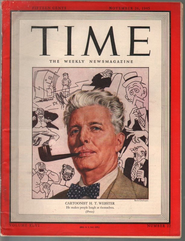 Time 11/26/1945-cartoonist H.T. Webster-FN