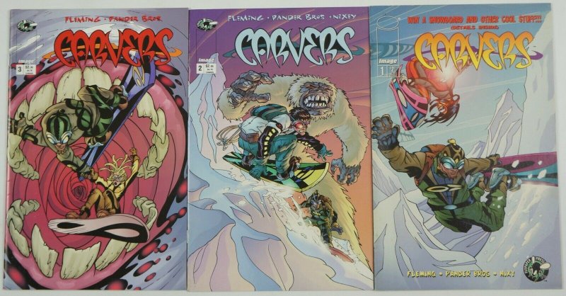 Carvers #1-3 VF/NM complete series SNOWBOARDERS robert loren fleming PANDER BROS