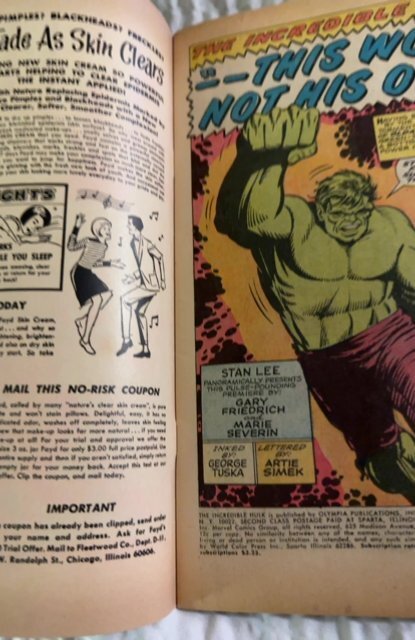 The Incredible Hulk #102 (1968)Asguard/the enchantress Fn/Vf