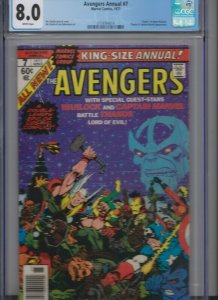 AVENGERS ANNUAL #7 CGC 8.0 WHITE 1977 MARVEL / NEWSSTAND / STARLIN COVER