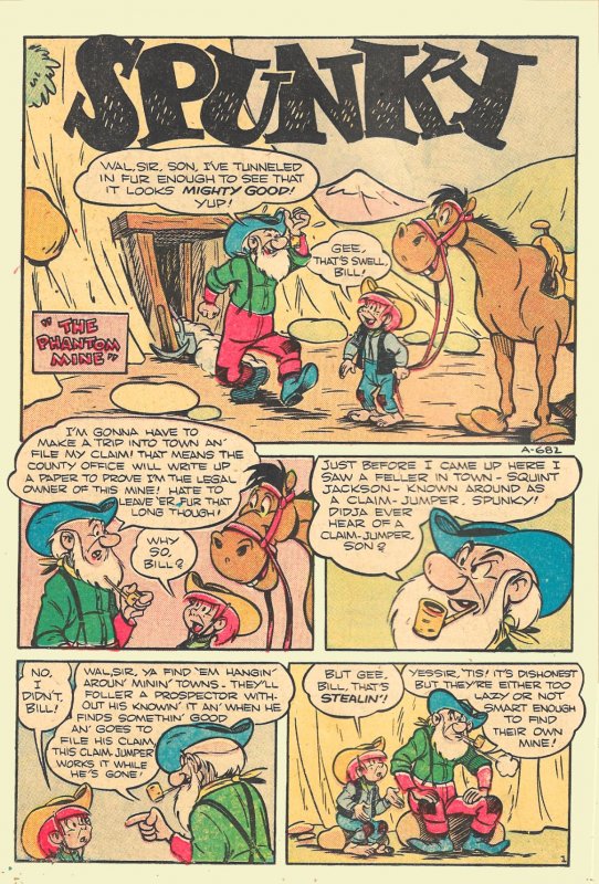 SPUNKY JUNIOR COWBOY #4 (Sept1950) 5.5 FN- JACK BRADBURY's Talking Horse Stanley