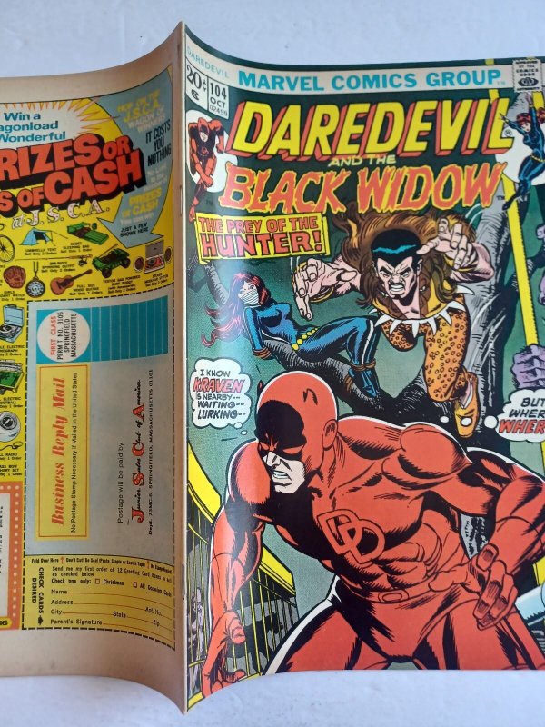 Daredevil #104 - Black Widow - Kraven the Hunter - 1973 - VF