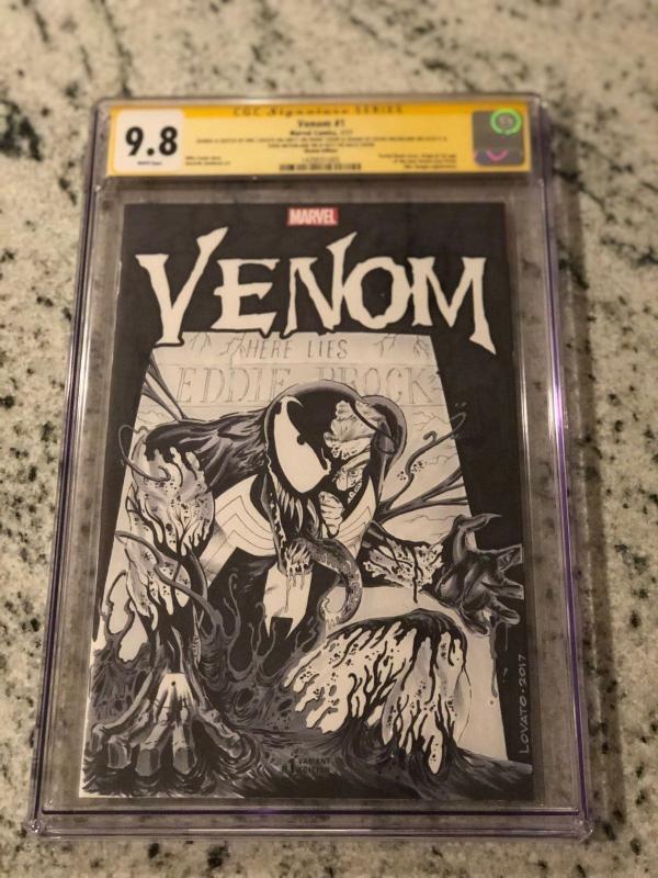 VENOM #1 CGC 9.8 SIGNED 3X Lovato McFarlane Michelinie ORIGINAL SKETCH COVER ART