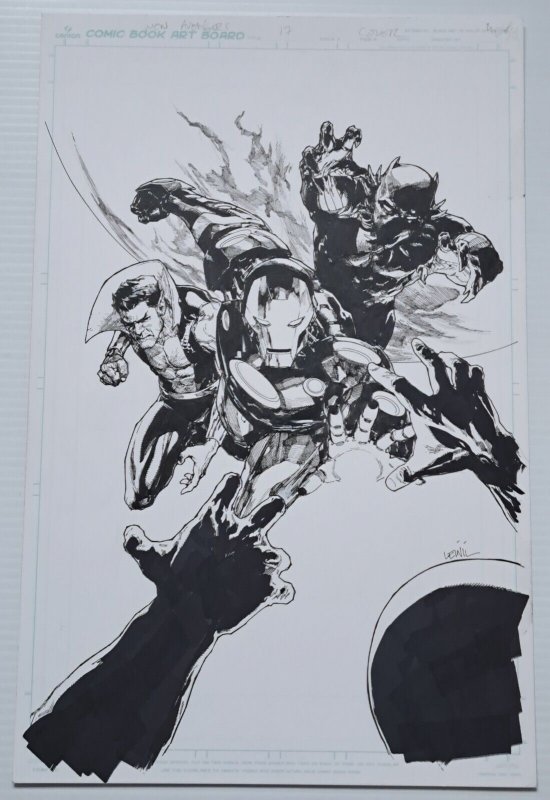 2014 NEW AVENGERS #17 LEINIL FRANCIS YU ORIGINAL COMIC COVER ART 11 X 17