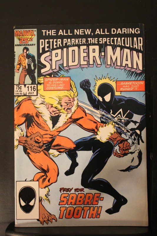 The Spectacular Spider-Man #116 1986 High-Grade NM- Sabretooth vs. Black Spidey