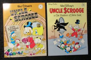 1987 Walt Disney's UNCLE SCROOGE #1 & 2 Gladstone Comic Album VF 8.0 LOT of 2