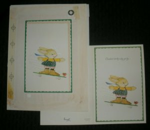 BIRTHDAY Cartoon Rabbit Riding Skateboard 6.5x9 Greeting Card Art #6327