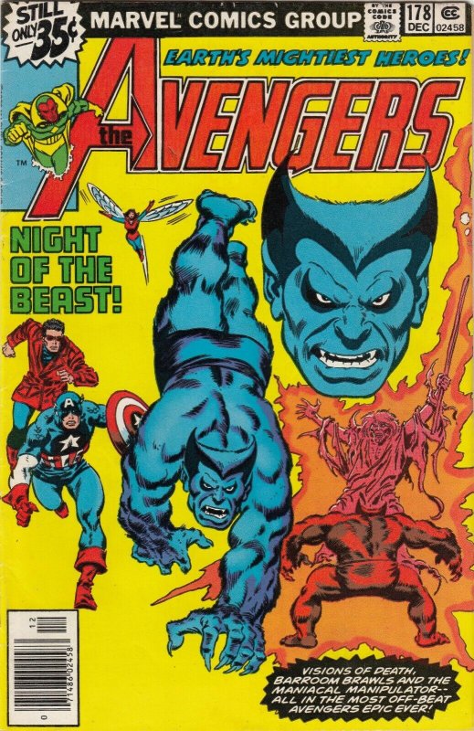 THE AVENGERS  #178  FN/VG/ THE BEAST APP.  MARVEL COMICS