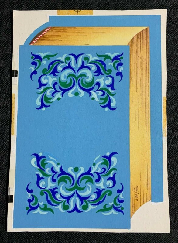 FATHERS DAY Faux Book with Blue Filagree 5.25x7.5 Greeting Card Art #FD706