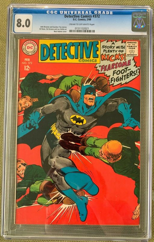 Detective Comics #372 (1968) CGC 8.0 -- Neal Adams cover & Broome/Fox stories