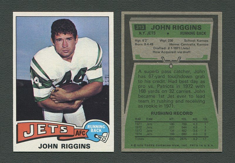 1975 Topps Football /  John Riggins #313 /  NM-MT