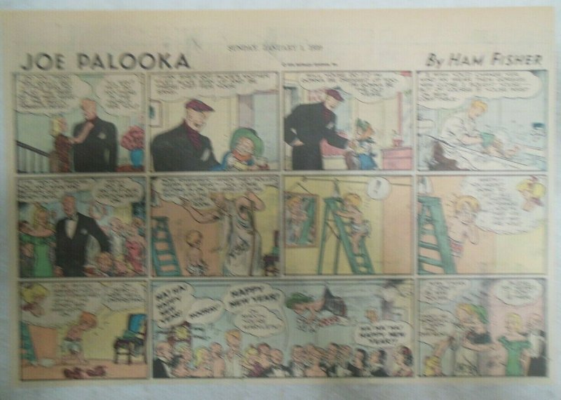 (53) Joe Palooka Sunday Pages by Ham Fisher from 1939 Size: 11 x 15 inches C. Y. 