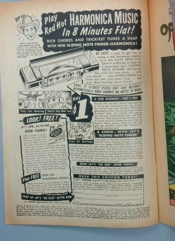 Vault of Horror #22, Pre-Code Horror Frankenstein EC Comics, 1951