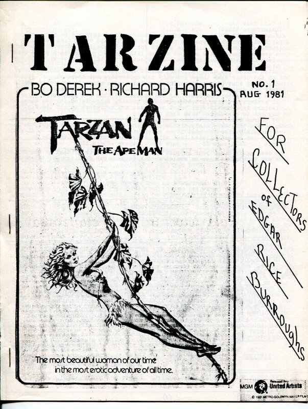 Tarzine #1 8/1981-Weintz-Edgar Rice Burroughs-Tarzan-Rare-VF