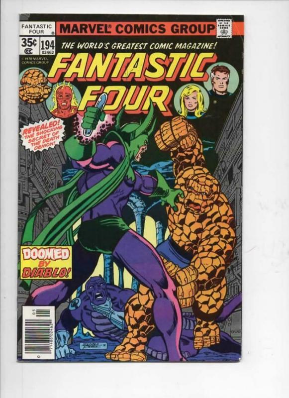 FANTASTIC FOUR #194, VF, Death Demon, Diablo, 1961 1978, Marvel,more FF in store