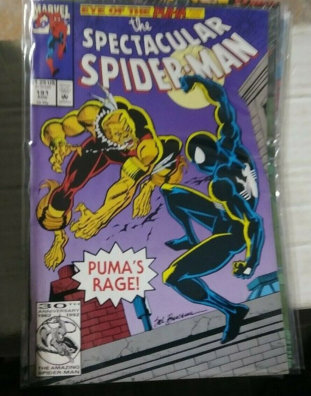 SPECTACULAR  SPIDER-MAN # 191 1992 MARVEL  pumas rage black costume