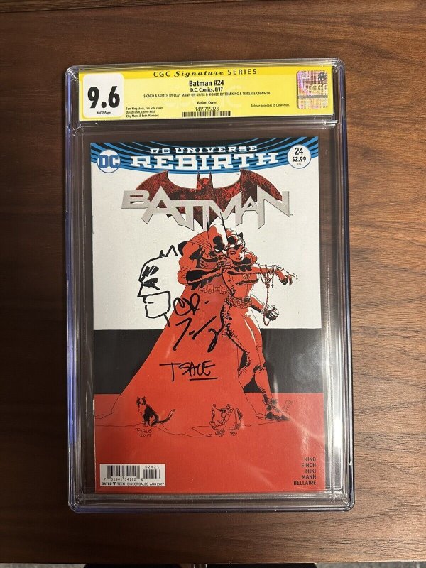 Batman #24 CGC 9.6 SS Tim Sale Var. Cover, Clay Mann Sketch, Tom King Signed x3