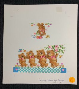 FRIENDS ARE FOREVER 2-Panel Teddy Bears Dancing 9.5x10.5 Greeting Card Art #4130