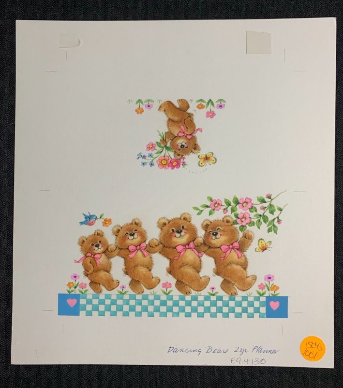 FRIENDS ARE FOREVER 2-Panel Teddy Bears Dancing 9.5x10.5 Greeting Card Art #4130