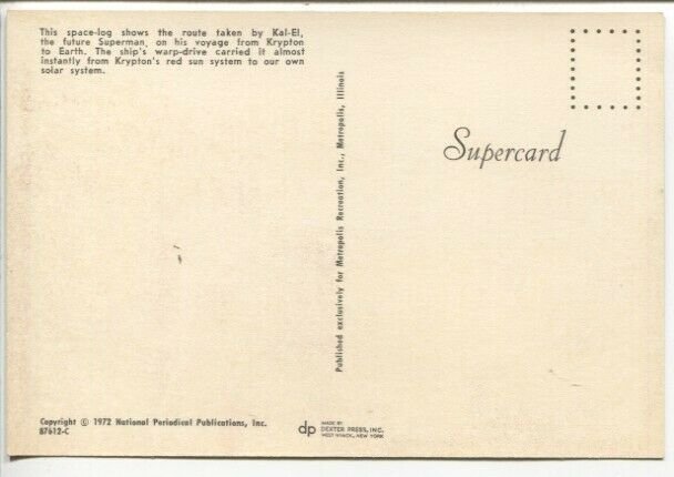 Origin of Superman Post Card 1972-Kal-El's flight from Kryptom-VF/NM