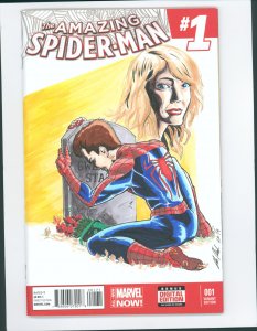 The Amazing Spider-Man #1 One of a kind Artist sketch 1st cameo of Cindy Moon