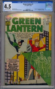 GREEN LANTERN #7 CGC 4.5 1ST SINESTRO TERGA 