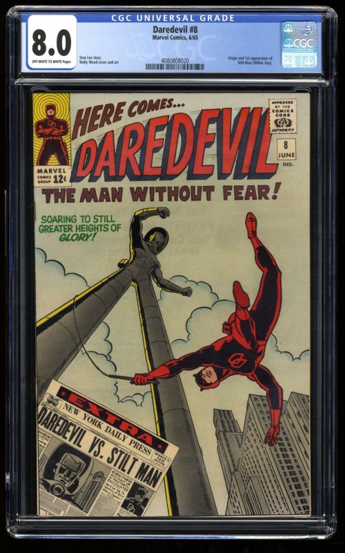 Daredevil #8 CGC VF 8.0 Off White to White Origin and 1st Appearance Stilt-Man!