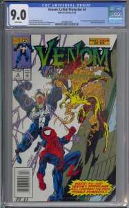 VENOM LETHAL PROTECTOR #4 CGC 9.0 SPIDER-MAN 1ST SCREAM HTF NEWSSTAND