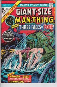 GIANT SIZE MAN-THING #5 (Aug 1975) FN+ 6.5, off white to white.