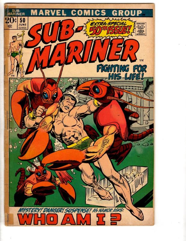 Lot Of 4 Prince Namor Sub-Mariner Marvel Comic Books # 48 49 50 51 VG Range RH2