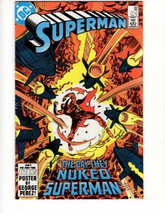 Superman #393 THE DAY THEY NUKED SUPERMAN! Copper Age DC  !!! / ID#510