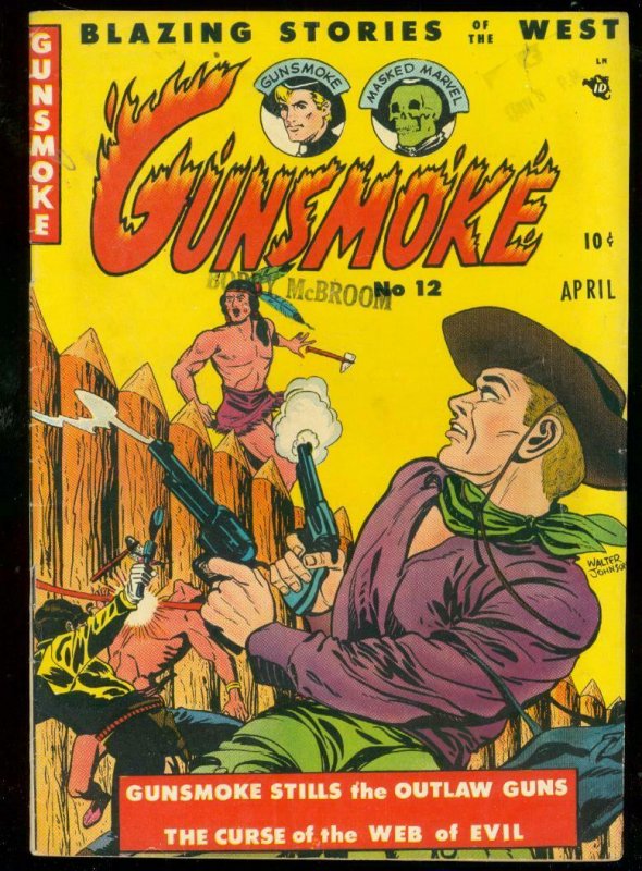 GUNSMOKE COMICS #12 1951-WESTERN-MASKED MARVEL-INDIAN FN