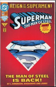 Superman: The Man of Steel #22 Die-Cut Cover (1993) Steel [Key Issue]