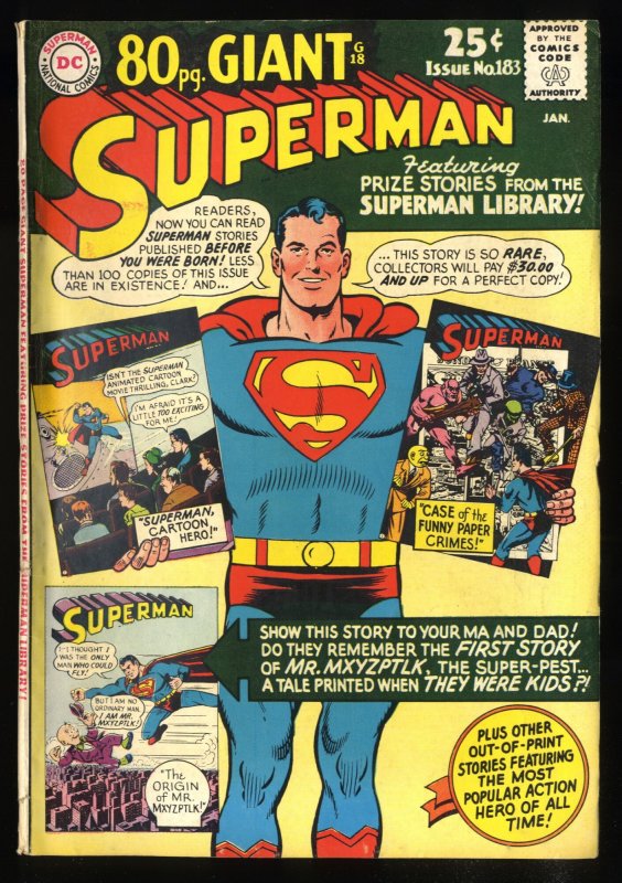 Superman #183 VG/FN 5.0 80 Page Giant G-18!