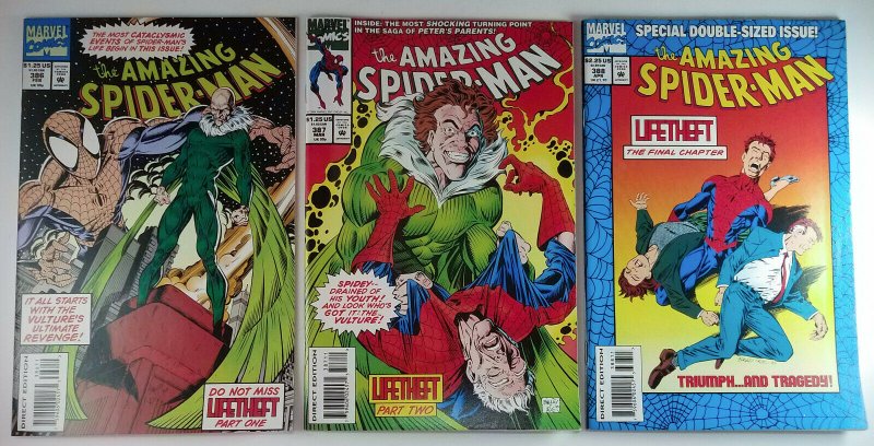 (3x) The Amazing Spider-Man: LIFETHEFT! #386, #387, #388 Full Set Marvel Vulture