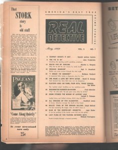 Real Detective 5/1949-Gun Moll cover-Gambling Racketeers-Crime-mystery-terror...